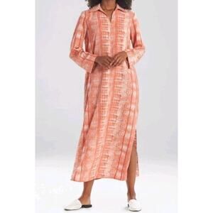 NATORI Panther Zip Caftan Dress Size S Kaftan Long Sleeve Nightgown Lounge Maxi